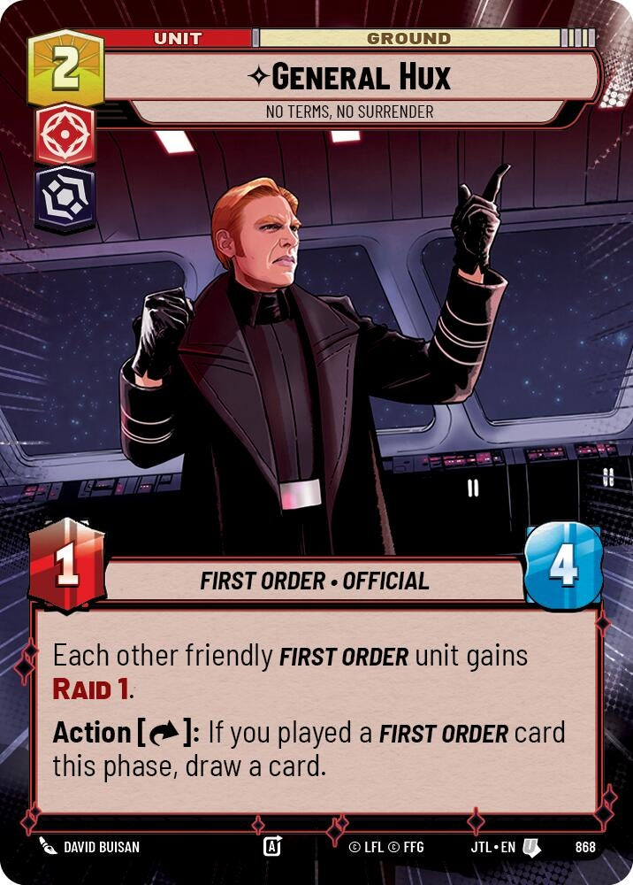 Image for General Hux - No Terms, No Surrender (Hyperspace Foil) (Jump to Lightspeed) (868) - Star Wars: Unlimited