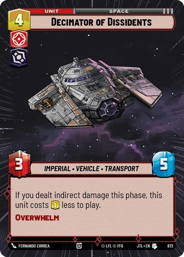 Image for Decimator of Dissidents (Hyperspace Foil) (Jump to Lightspeed) (872) - Star Wars: Unlimited