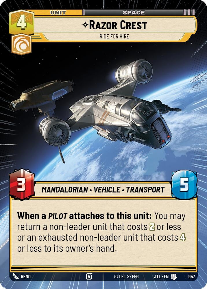 Image for Razor Crest - Ride For Hire (Hyperspace Foil) (Jump to Lightspeed) (957) - Star Wars: Unlimited