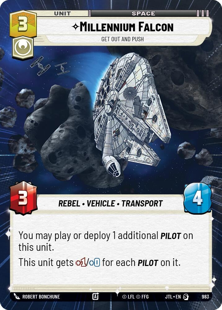 Image for Millennium Falcon - Get Out And Push (Hyperspace Foil) (Jump to Lightspeed) (983) - Star Wars: Unlimited