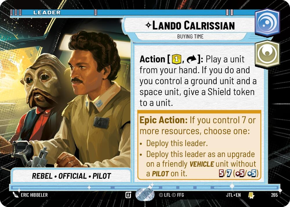 Image for Lando Calrissian - Buying Time (Hyperspace) (Jump to Lightspeed) (265) - Star Wars: Unlimited