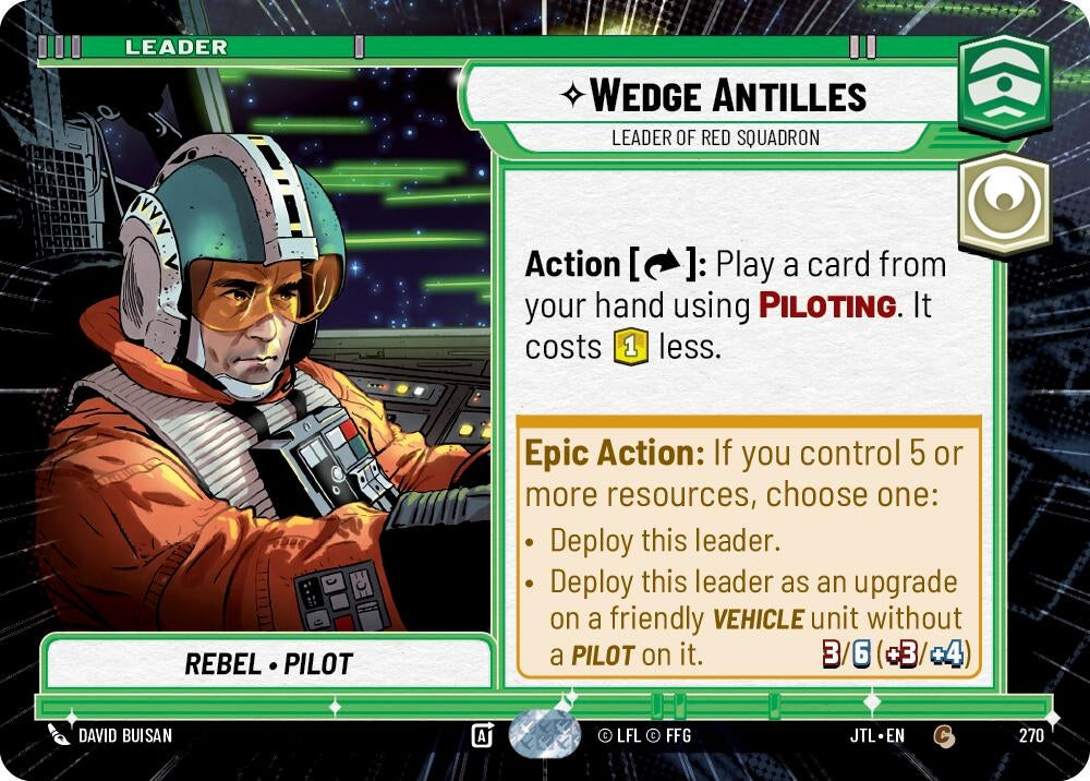 Image for Wedge Antilles - Leader of Red Squadron (Hyperspace) (Jump to Lightspeed) (270) - Star Wars: Unlimited