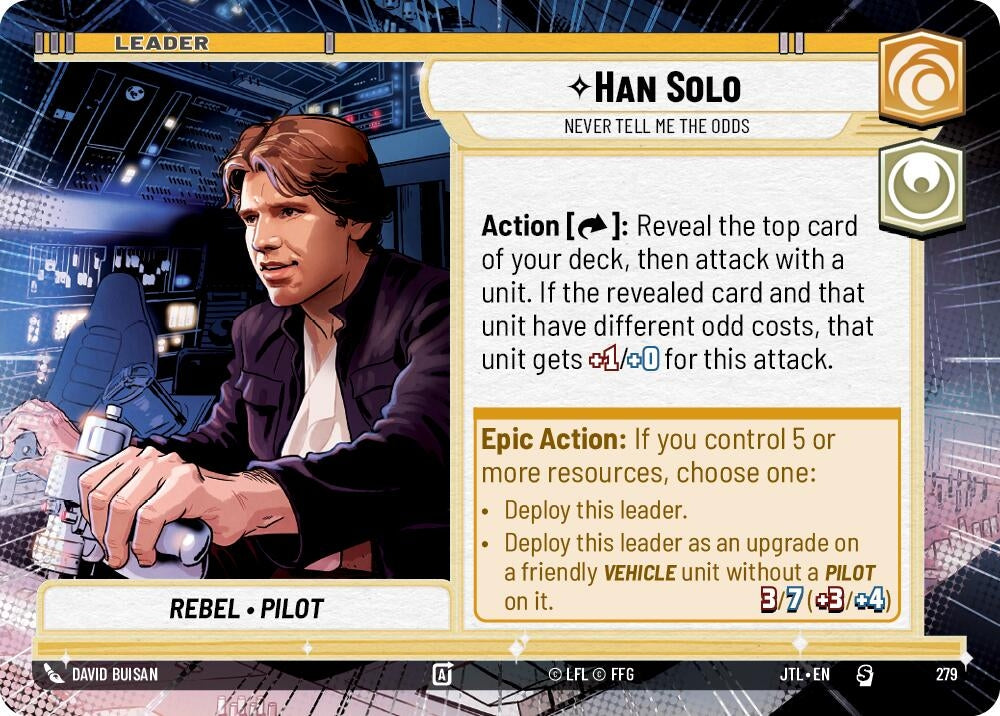 Image for Han Solo - Never Tell Me the Odds (Hyperspace) (Jump to Lightspeed) (279) - Star Wars: Unlimited