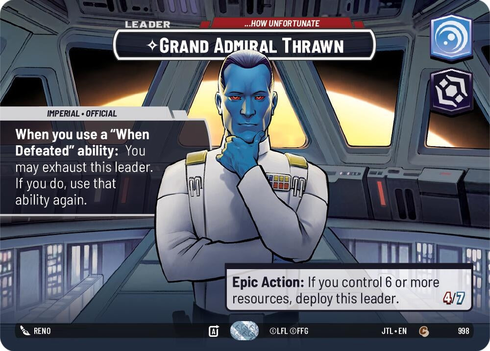 Image for Grand Admiral Thrawn - ...How Unfortunate (Showcase) (Jump to Lightspeed) (998) - Star Wars: Unlimited