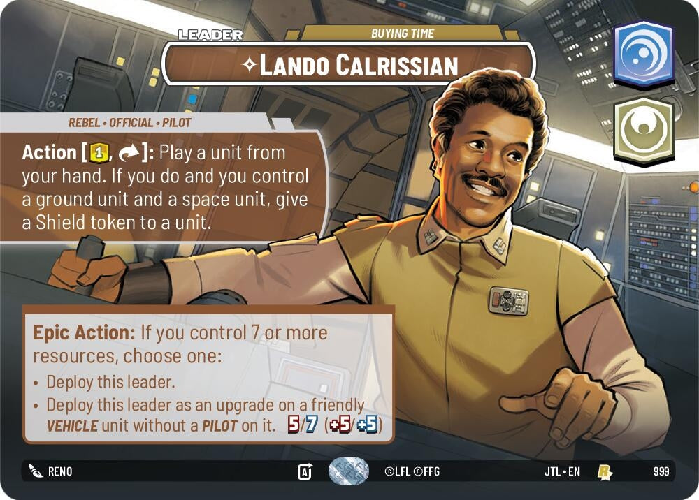 Image for Lando Calrissian - Buying Time (Showcase) (Jump to Lightspeed) (999) - Star Wars: Unlimited