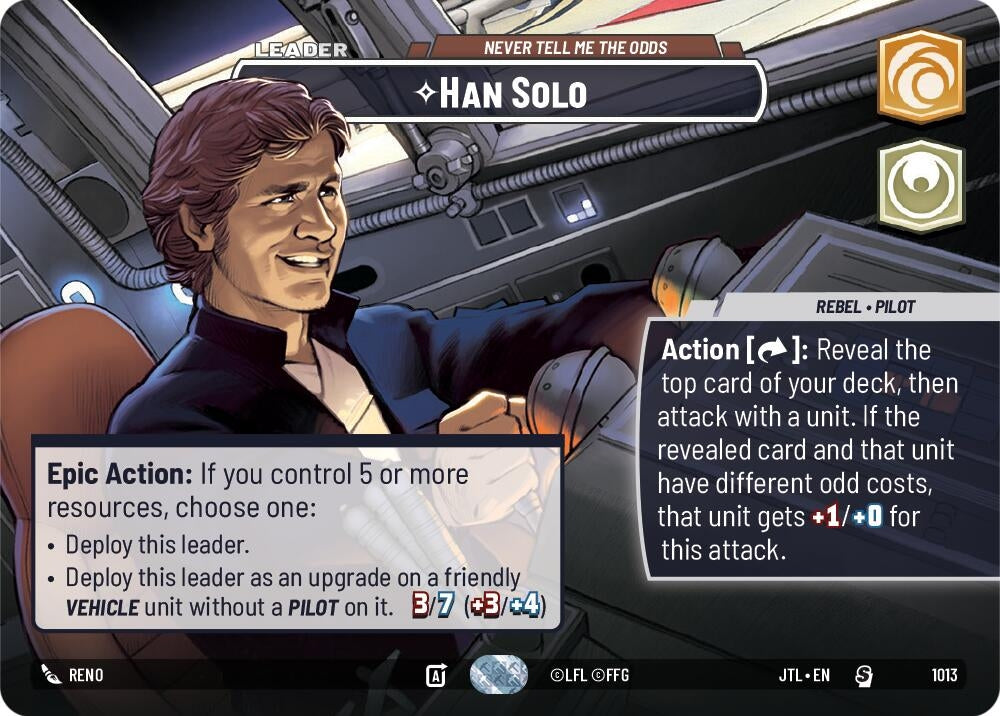 Image for Han Solo - Never Tell Me the Odds (Showcase) (Jump to Lightspeed) (1013) - Star Wars: Unlimited