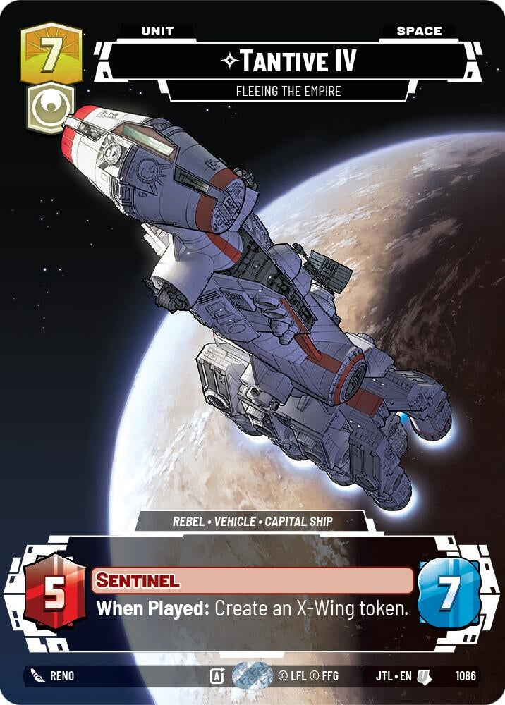Image for Tantive IV - Fleeing the Empire (Prestige Foil) (Jump to Lightspeed) (1086) - Star Wars: Unlimited