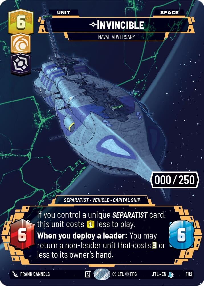 Image for Invincible - Naval Adversary (Serialized) (Jump to Lightspeed) (1112) - Star Wars: Unlimited