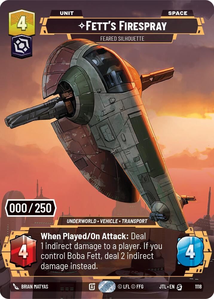 Image for Fett's Firespray - Feared Silhouette (Serialized) (Jump to Lightspeed) (1118) - Star Wars: Unlimited