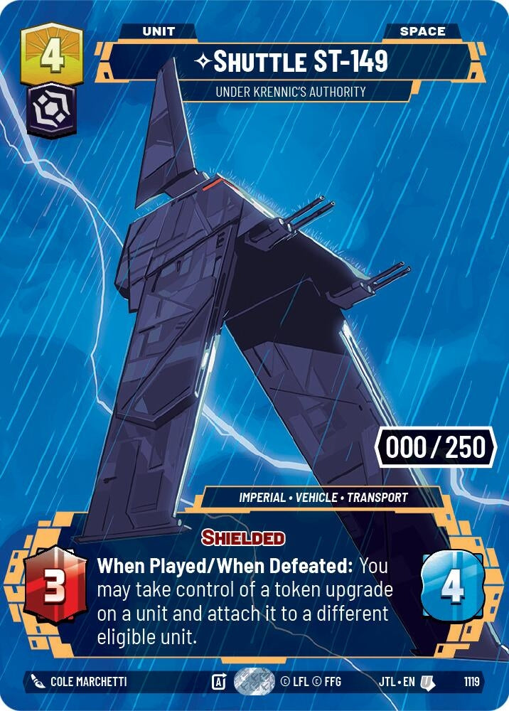 Image for Shuttle ST-149 - Under Krennic's Authority (Serialized) (Jump to Lightspeed) (1119) - Star Wars: Unlimited