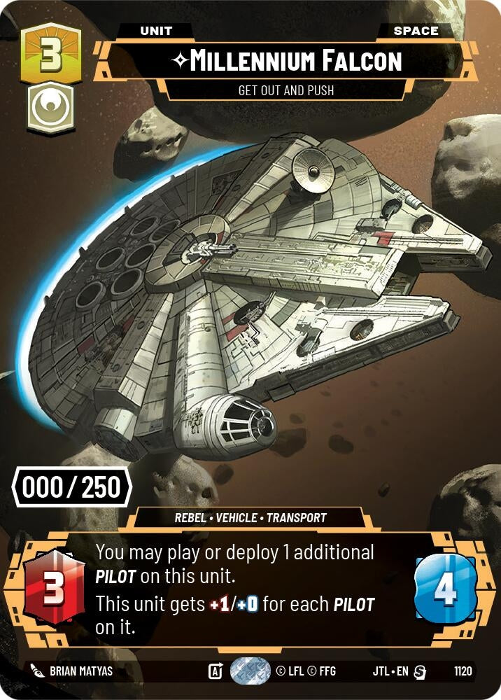 Image for Millennium Falcon - Get Out And Push (Serialized) (Jump to Lightspeed) (1120) - Star Wars: Unlimited