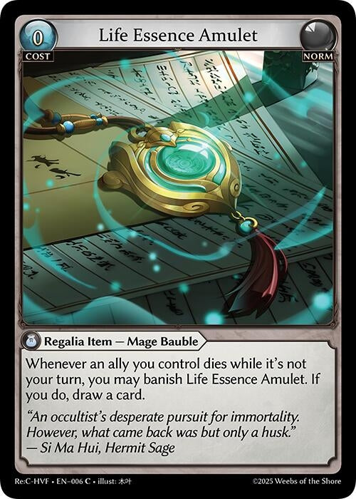 Image for Life Essence Amulet (Guo Jia Re: Collection, Heaven’s Favored) (006) - Grand Archive TCG