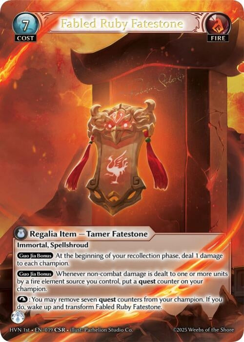 Image for Fabled Ruby Fatestone // Suzaku, Vermillion Phoenix (CSR) (Abyssal Heaven) (019) - Grand Archive TCG