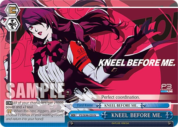 Image for KNEEL BEFORE ME. (Persona 3 Reload Premium Booster) (P3/SE46-E59N) - Weiss Schwarz