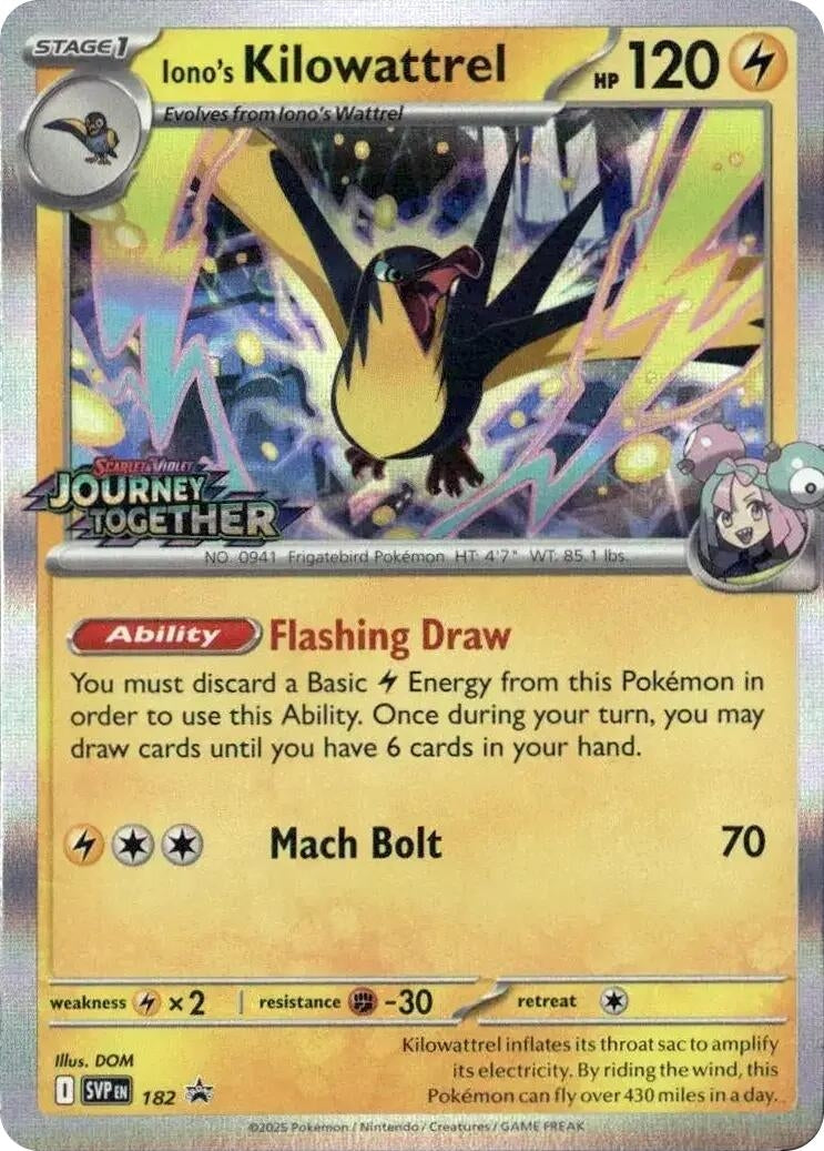 Image for Iono's Kilowattrel - 182 (Prerelease) (SV: Scarlet & Violet Promo Cards) (182) - Pokemon
