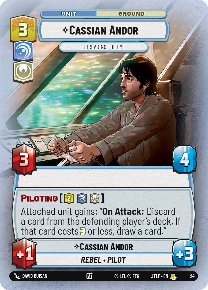 Image for Cassian Andor - Threading the Eye (Foil) (Jump to Lightspeed - Weekly Play Promos) (24) - Star Wars: Unlimited