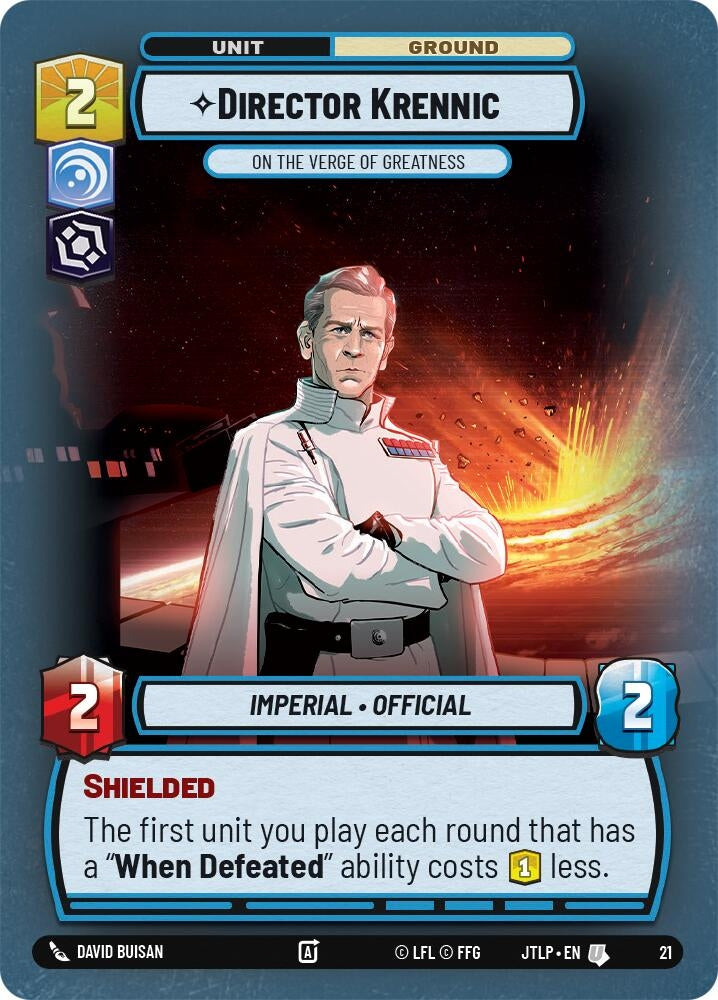 Image for Director Krennic - On the Verge of Greatness (Foil) (Jump to Lightspeed - Weekly Play Promos) (21) - Star Wars: Unlimited