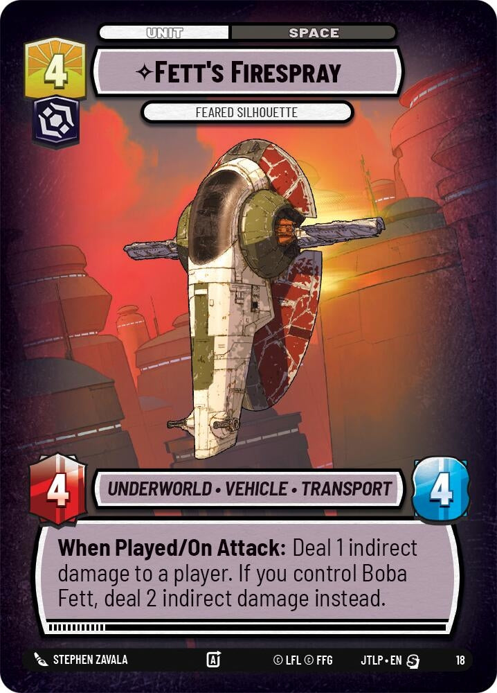 Image for Fett's Firespray - Feared Silhouette (Jump to Lightspeed - Weekly Play Promos) (18) - Star Wars: Unlimited