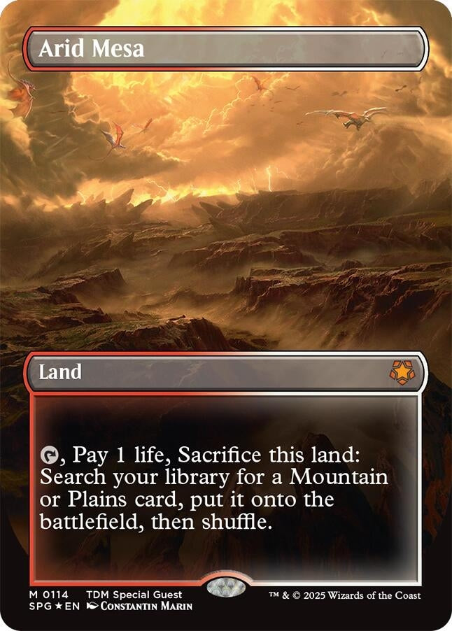 Image for Arid Mesa (Borderless) (Dragonscale Foil) (Special Guests) (114) - Magic: The Gathering