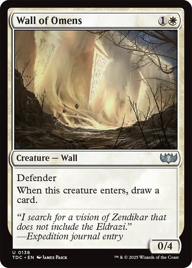 Image for Wall of Omens (Commander: Tarkir: Dragonstorm) (138) - Magic: The Gathering