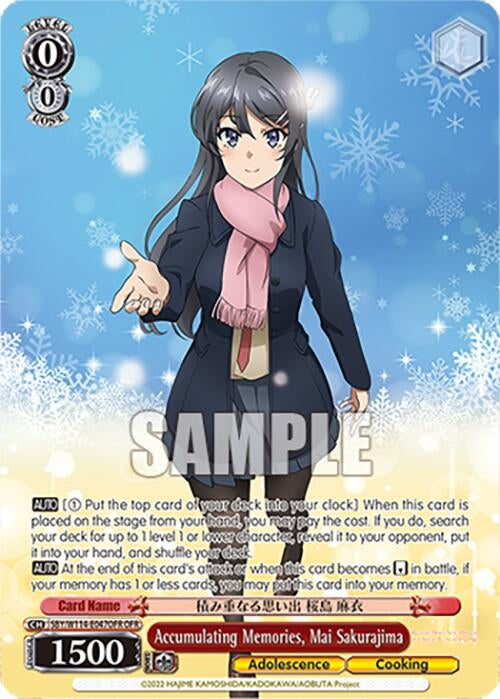 Image for Accumulating Memories, Mai Sakurajima (OFR) (Rascal Does Not Dream Series) (SBY/W114-E047OFR OFR) - Weiss Schwarz