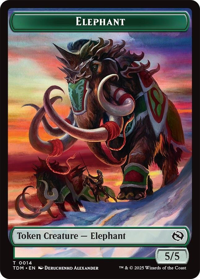 Image for Elephant // Treasure  Double-Sided Token (Tarkir: Dragonstorm) (14 // 16) - Magic: The Gathering