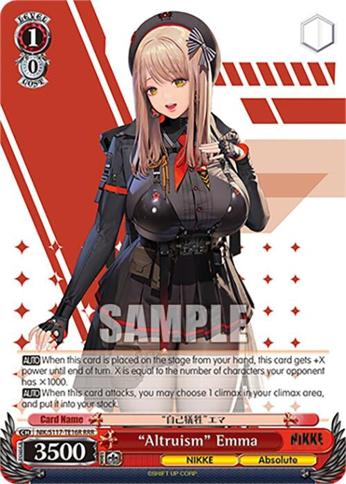 Image for "Altruism" Emma (RRR) (GODDESS OF VICTORY: NIKKE) (NIK/S117-TE16R RRR) - Weiss Schwarz
