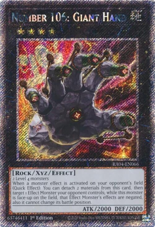 Image for Number 106: Giant Hand (Platinum Secret Rare) (Quarter Century Stampede) (RA04-EN066) - YuGiOh