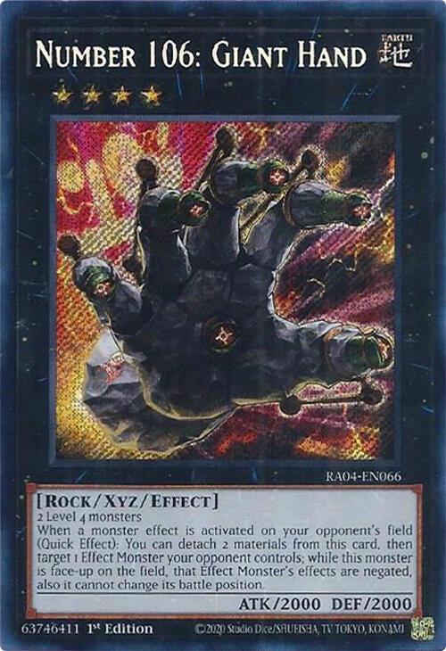 Image for Number 106: Giant Hand (Secret Rare) (Quarter Century Stampede) (RA04-EN066) - YuGiOh