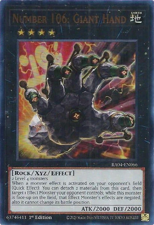 Image for Number 106: Giant Hand (UR) (Quarter Century Stampede) (RA04-EN066) - YuGiOh