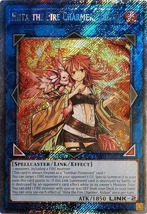 Image for Hiita the Fire Charmer, Ablaze (Platinum Secret Rare) (Quarter Century Stampede) (RA04-EN074) - YuGiOh