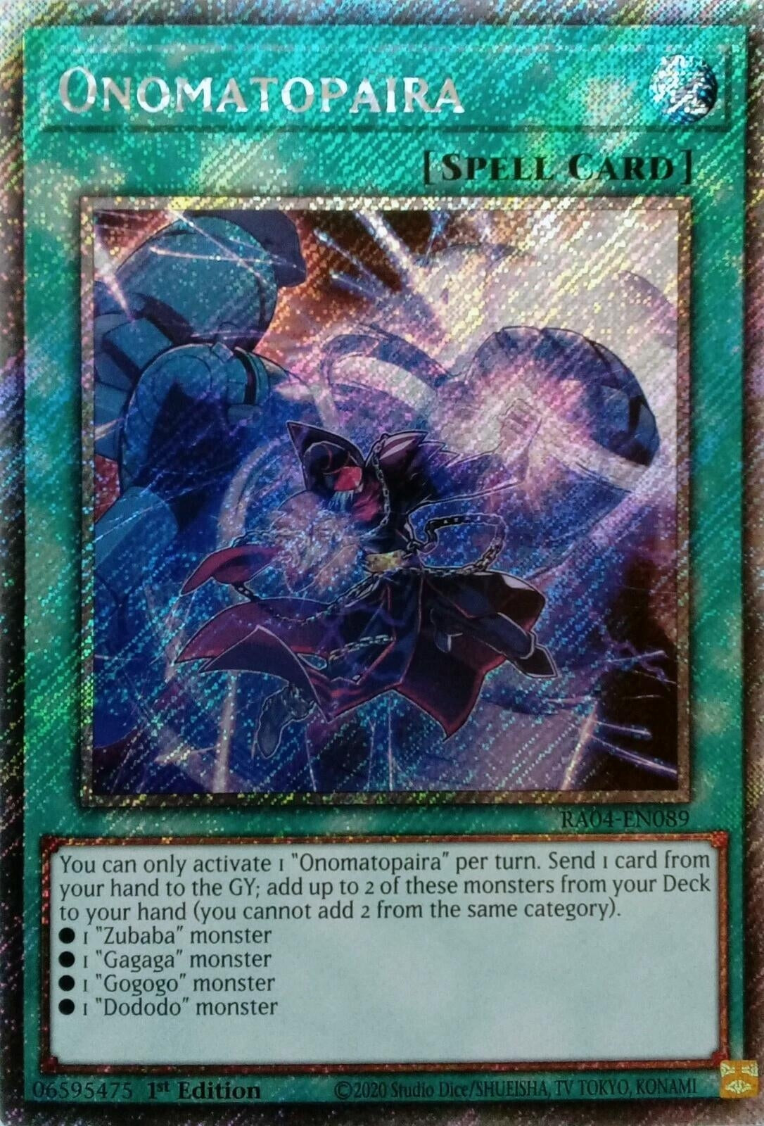 Image for Onomatopaira (Platinum Secret Rare) (Quarter Century Stampede) (RA04-EN089) - YuGiOh