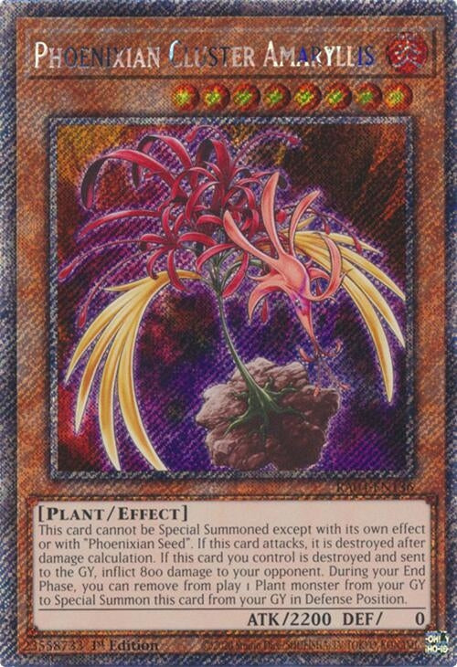 Image for Phoenixian Cluster Amaryllis (Platinum Secret Rare) (Quarter Century Stampede) (RA04-EN136) - YuGiOh
