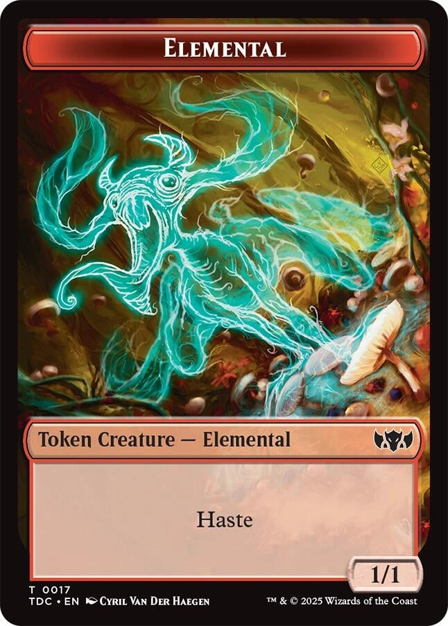 Image for Elemental (0017) // Warrior Double-Sided Token (Commander: Tarkir: Dragonstorm) (17 // 13) - Magic: The Gathering