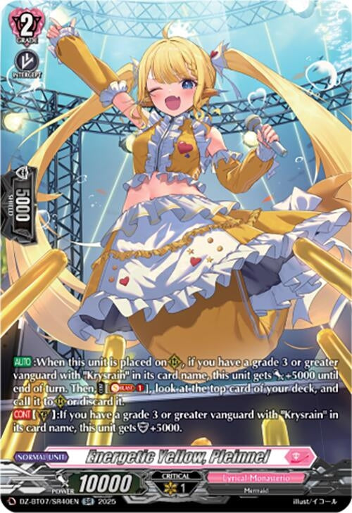 Image for Energetic Yellow, Pleinnel (SR) (DZ-BT07: Moon Fangs & Cerulean Blaze) (DZ-BT07/SR40EN) - Cardfight Vanguard