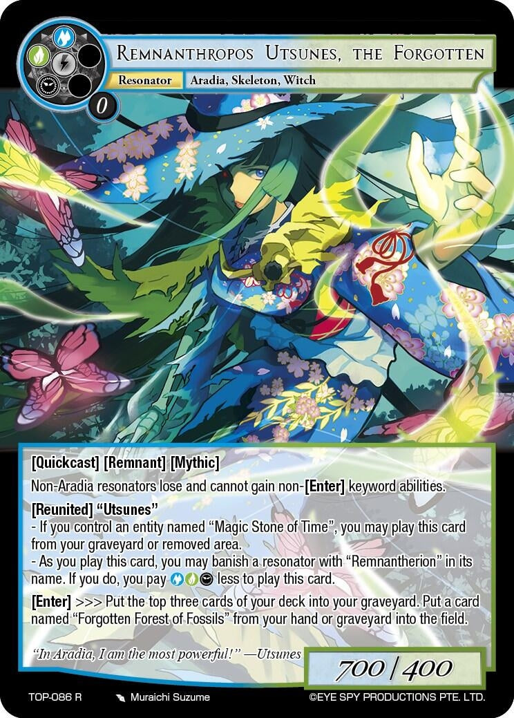 Image for Remnanthropos Utsunes, the Forgotten (Ten Oaths of Protopaterpolis' War) (TOP-086 R) - Force of Will