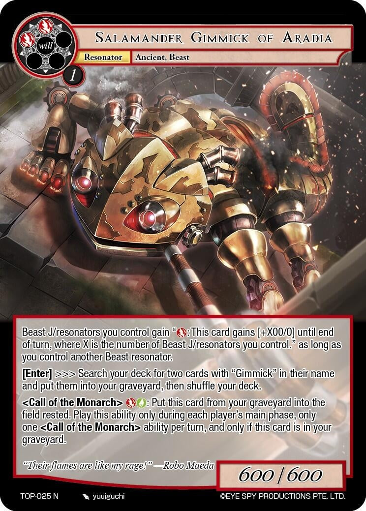 Image for Salamander Gimmick of Aradia (Ten Oaths of Protopaterpolis' War) (TOP-025 N) - Force of Will