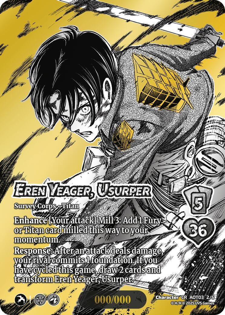 Image for Eren Yeager, Usurper (Chrome Rare) (Attack on Titan: Apocalypse) (2/6) - UniVersus