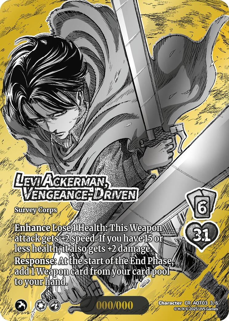 Image for Levi Ackerman, Vengeance-Driven (Chrome Rare) (Attack on Titan: Apocalypse) (3/6) - UniVersus