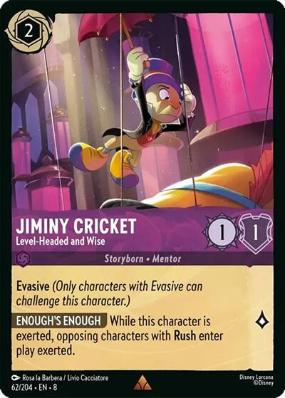 Image for Jiminy Cricket - Level-Headed and Wise (Reign of Jafar) (62/204) - Disney Lorcana