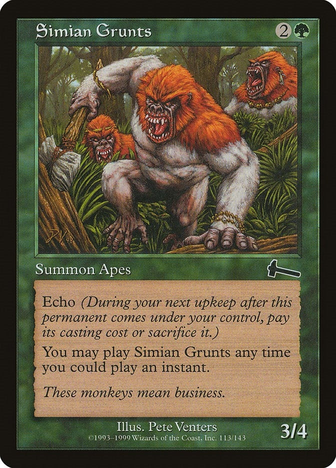 Image for Simian Grunts (Urza's Legacy) (113) - Magic: The Gathering