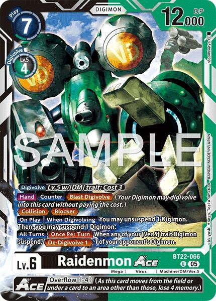 Image for Raidenmon ACE (Cyber Eden) (BT22-066 U) - Digimon Card Game