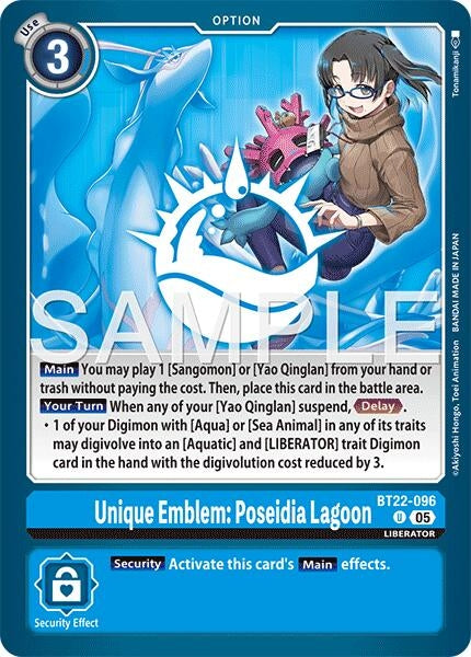 Image for Unique Emblem: Poseidia Lagoon (Cyber Eden) (BT22-096 U) - Digimon Card Game