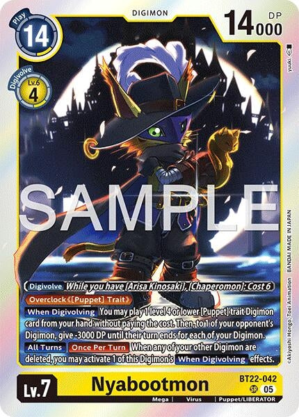 Image for Nyabootmon (Cyber Eden) (BT22-042 SR) - Digimon Card Game
