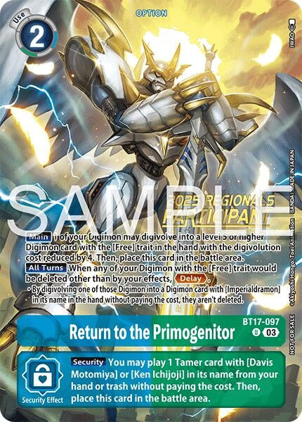 Image for Return to the Primogenitor (Regionals 25-26 Season 2 Participant) (Secret Crisis) (BT17-097 U) - Digimon Card Game