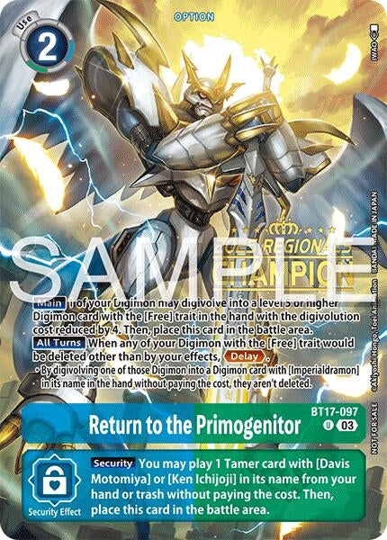 Image for Return to the Primogenitor (Regionals 25-26 Season 2 Champion) (Secret Crisis) (BT17-097 U) - Digimon Card Game