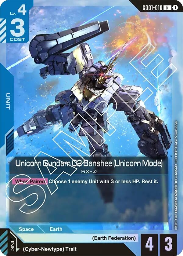 Image for Unicorn Gundam 02 Banshee (Unicorn Mode) (Newtype Rising) (GD01-010) - Gundam Card Game