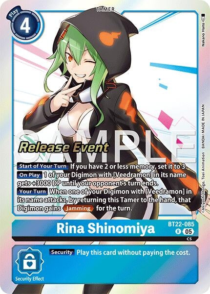 Image for Rina Shinomiya (Cyber Eden Release Event Cards) (BT22-085 R) - Digimon Card Game