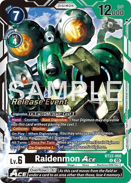 Image for Raidenmon ACE (Cyber Eden Release Event Cards) (BT22-066 U) - Digimon Card Game