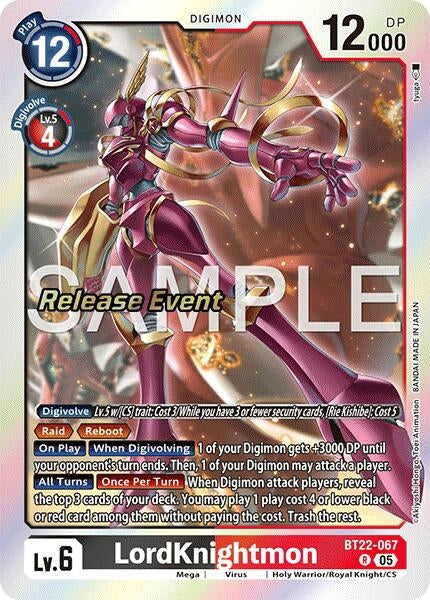 Image for LordKnightmon (Cyber Eden Release Event Cards) (BT22-067 R) - Digimon Card Game